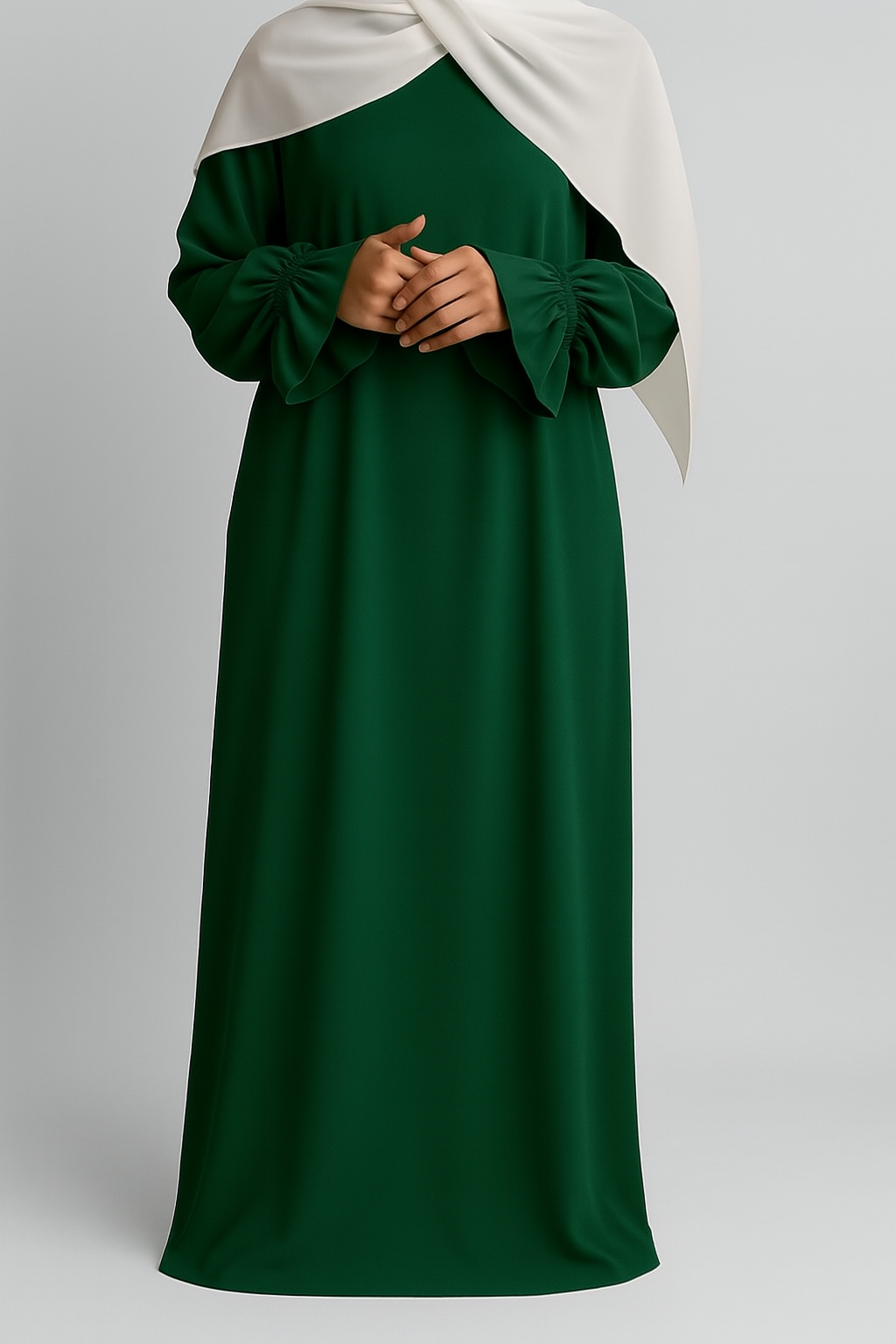 Tulip sleeve abaya emerald green