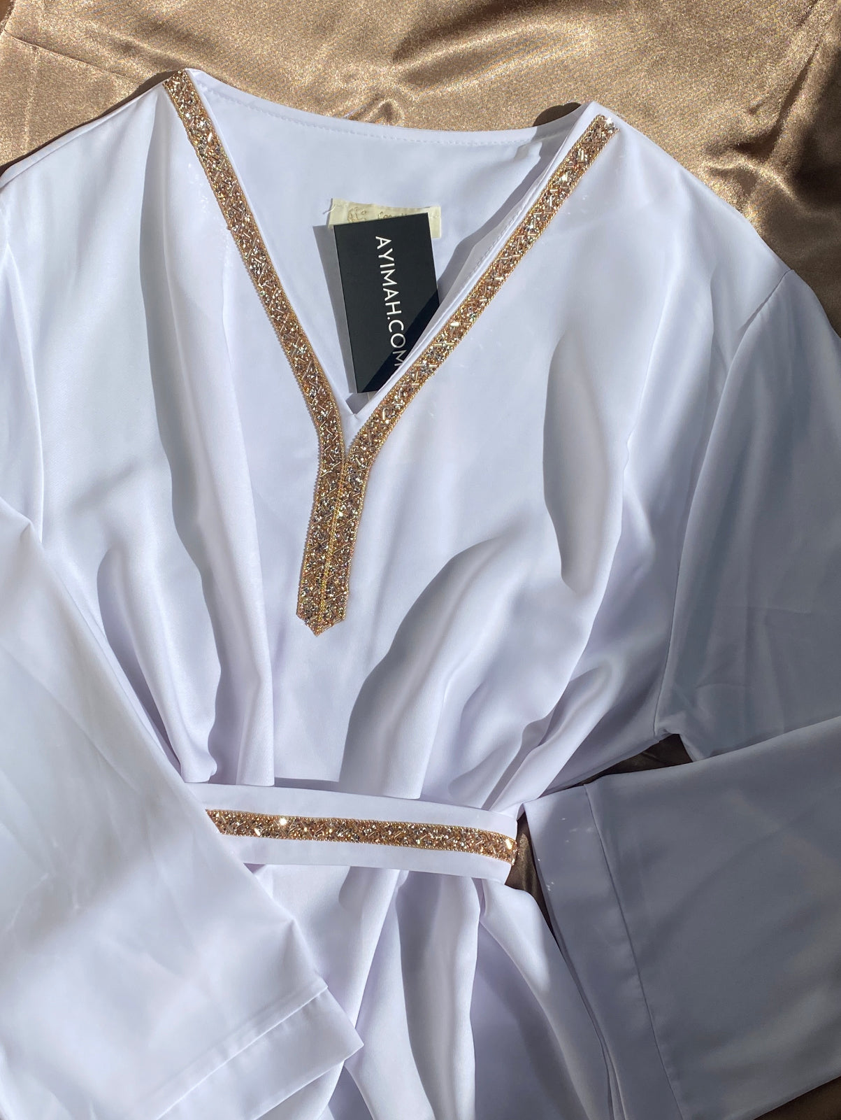 Luxury abaya Pearl White