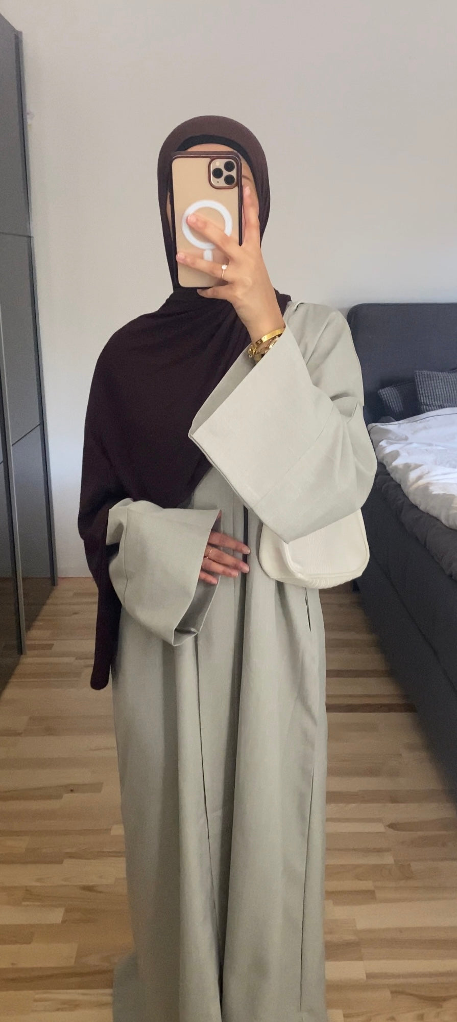 Linnen Abaya stone beige