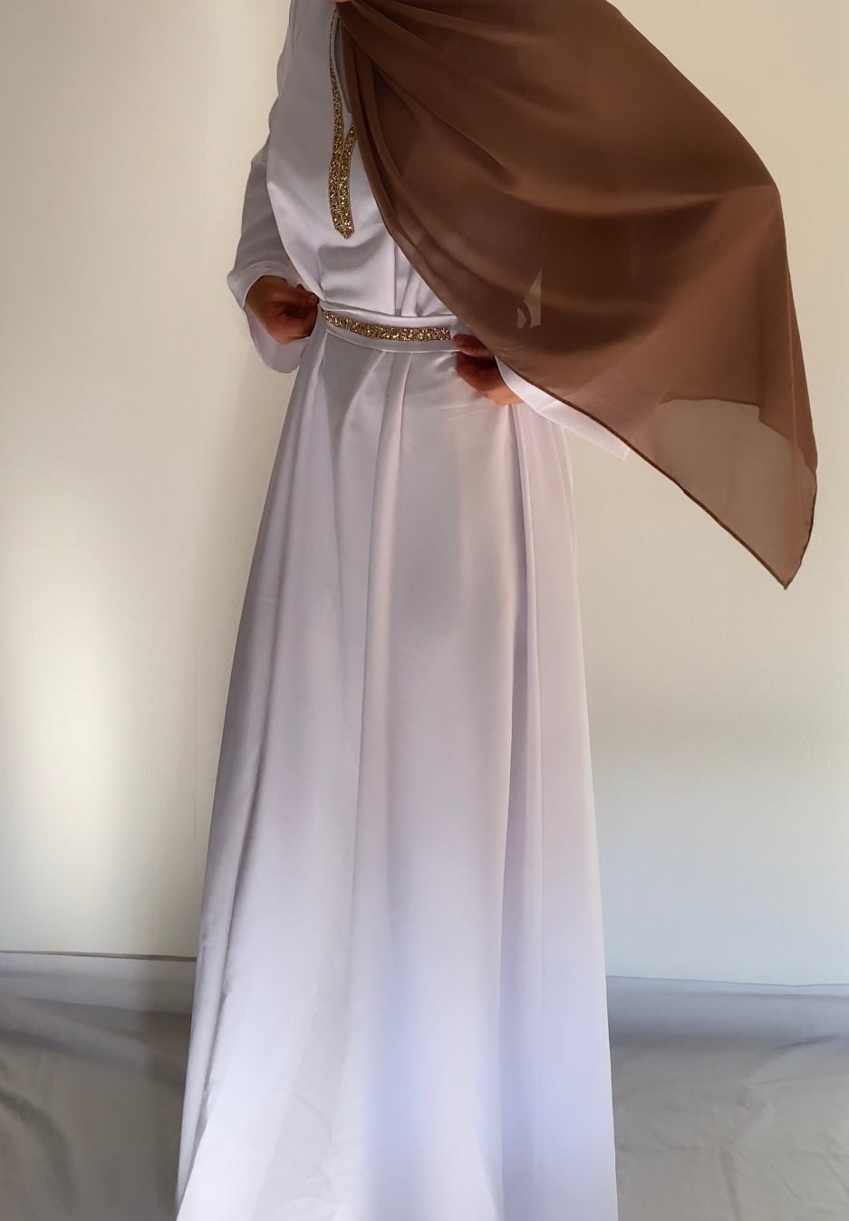 Luxury abaya Pearl White